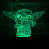 Lámpara Led 3d Star Wars Baby Yoda Grogu Holograma Regalo Negro