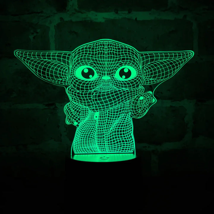 Lámpara Led 3d Star Wars Baby Yoda Grogu Holograma Regalo Negro