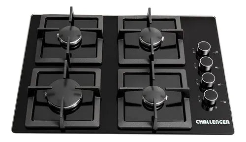 Estufa 4 Puestos Cristal + Campana Horizontal 60 Cm Negra Negro