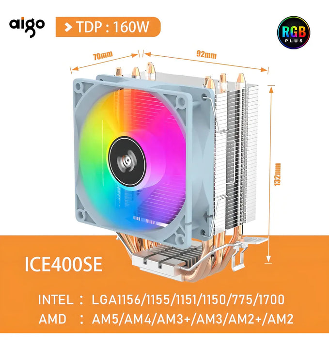 Disipador Cpu Aigo Ice400se Rgb Lga/1151/1155/am3/am4/am5