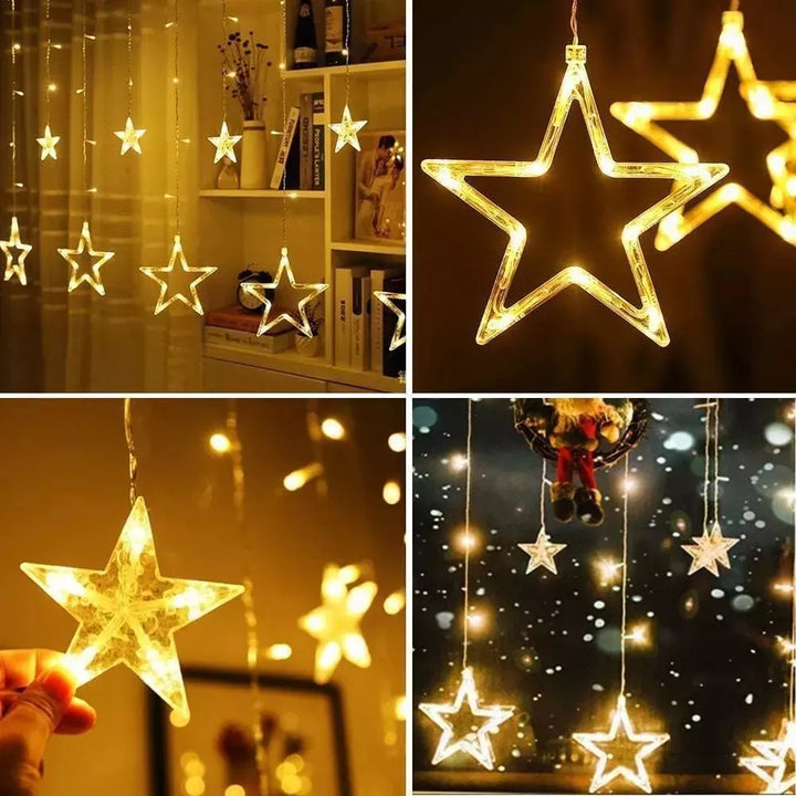 Extensión Luces Led Estrella X6 M Luz Navidad Amarilla Cálido
