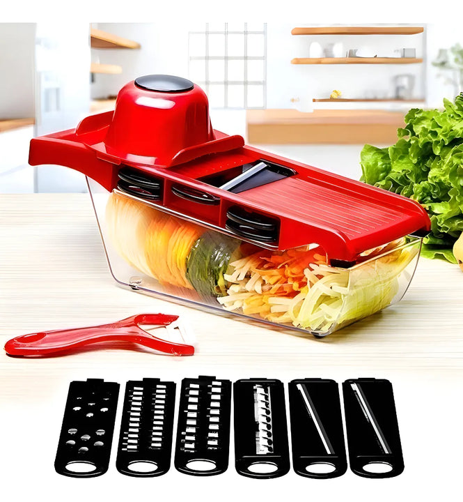 Rallador de mandolina, queso, patatas, verduras, verduras, 6 en 1