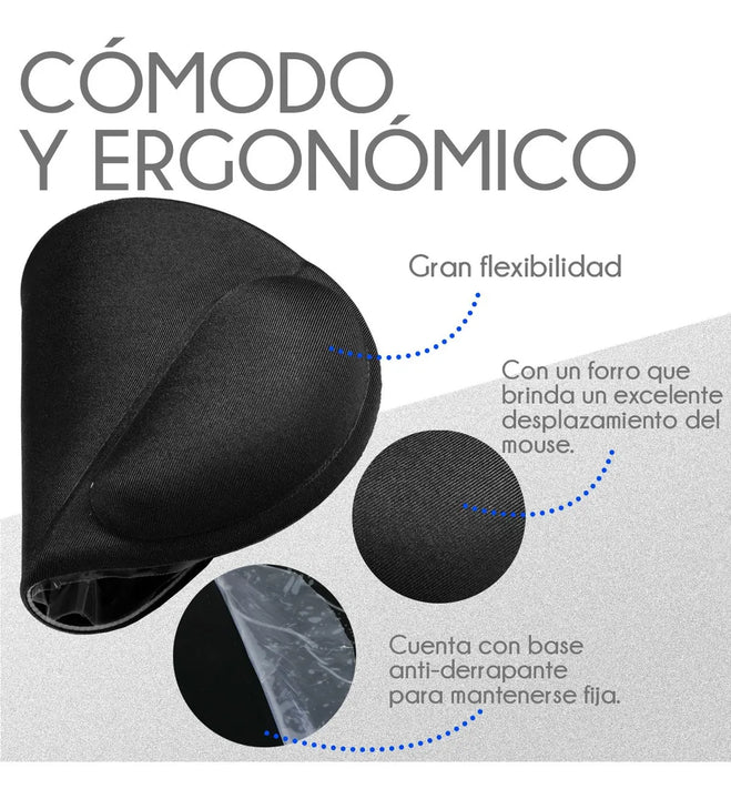 Mousepad Tapete Ergonomico De Gel Antideslizante Raton Negro