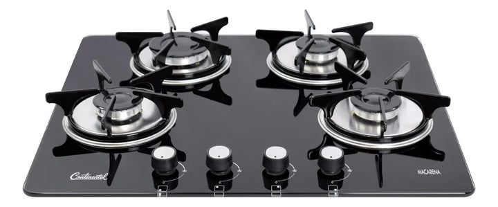 Estufa Continental Empotrar 4 Puestos Vidrio Templado 60×51 cm Gas Natural Modelo 5883