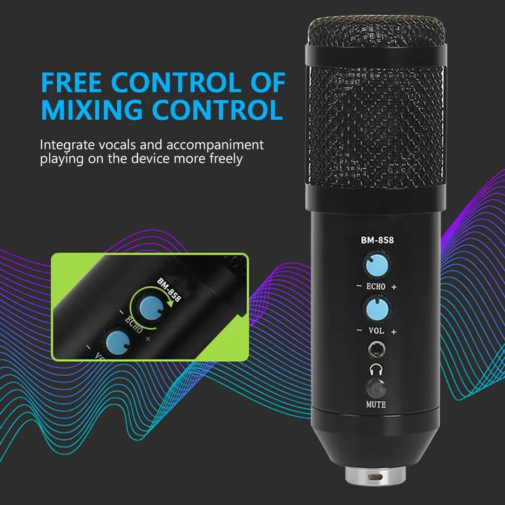 Grandioso Micrófono Condensador Usb Con Trípode Color Negro