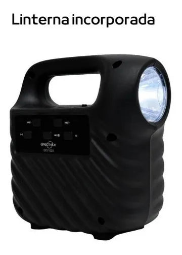 Parlante Bluetooth / Radio Recargable Con Linterna Portátil Negro