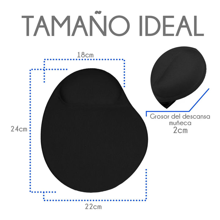 Mousepad Tapete Ergonomico De Gel Antideslizante Raton Negro