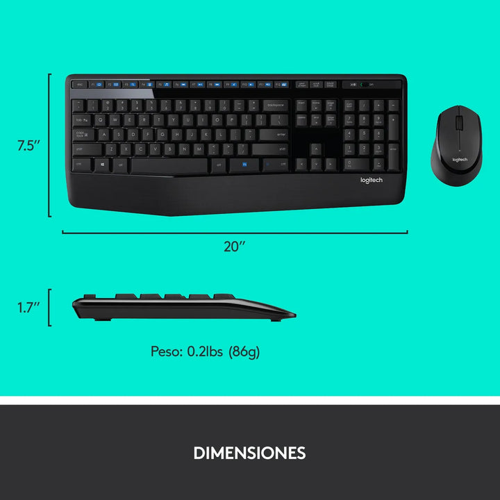 Kit de teclado y mouse inalámbrico Logitech MK345 Español color negro