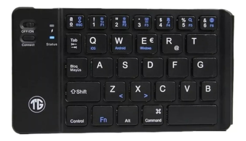 Teclado Plegable Inalámbrico Bluetooth Tk 1010 Color del teclado Negro