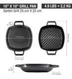 Sarten 10*10 D/asa De Hierro Fundido Esmaltado Victoria Color Negro