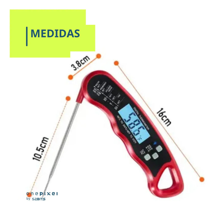 Termometro Cocina Para Carne Digital Horno Punzon Asador Rojo