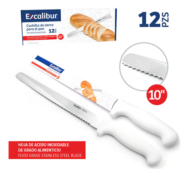 Cuchillo De Sierra Para Pan Inox 10 Pulgadas Excalibur Color Blanco