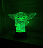 Lámpara Led 3d Star Wars Baby Yoda Grogu Holograma Regalo Negro