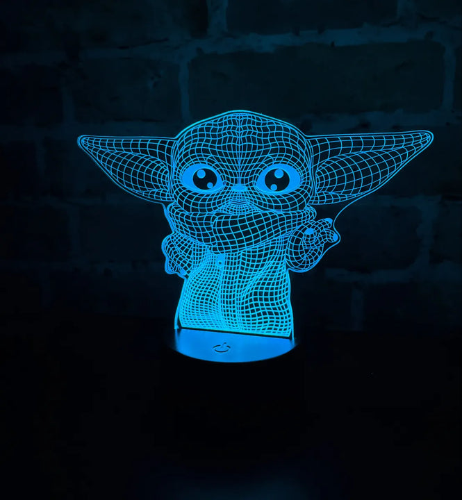 Lámpara Led 3d Star Wars Baby Yoda Grogu Holograma Regalo Negro