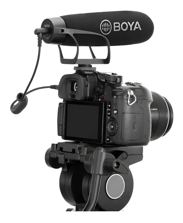 Micrófono Condensador Super Cardioide Boya BM2021 Tipo Shotgun Para Cámaras DSLR Videocámara Celular PC Alto Rendimiento De Sonido Micrófono Profesional Plug & Play Peso Ligero Super Compacto Práctico