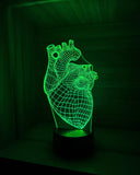 Lámpara Led 3d Corazón Humano Anatómico Decoración Regalo - Negra