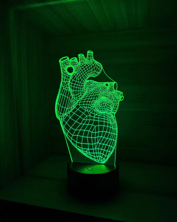 Lámpara Led 3d Corazón Humano Anatómico Decoración Regalo - Negra