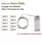 Extensión Led 10 Pinza Foto Guirnalda Cadena Decorativo Pila Cálido