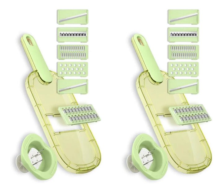 Combo X2: Pelador Y Rallador Verduras Protector 6en1 Chefmas Verde