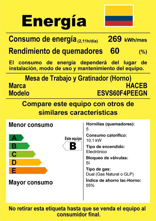 Estufa Orégano Haceb 60 Cms Inox Gas Natural Inoxidable