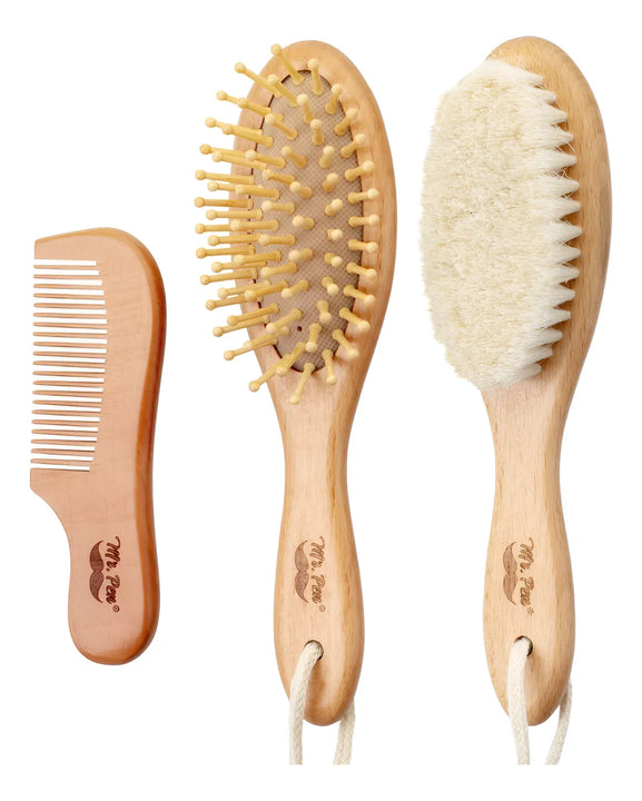 Juego De Cepillo Y Peine Para Bebes Suaves Y Naturales.