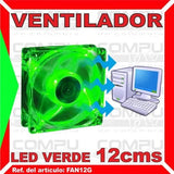 Zfan12g Ventilador Acrilico 4 Led Verde 12x12 Cms Computoys