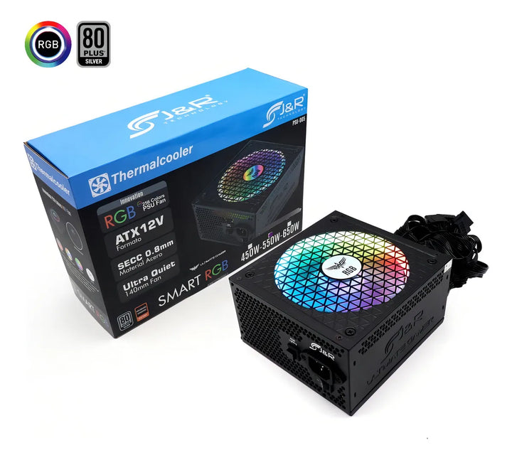 Fuente De Poder 650w 80plus Silver Gamer Rgb Jyr Psu-005 Color Negro