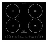 Estufa De Induccion 4 Puestos Empotrable + Bateria 15 Piezas Negro/plateado