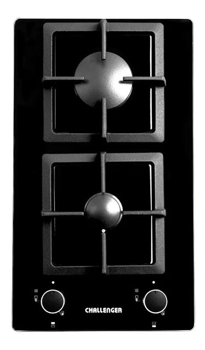 Estufa A Gas Natural 2 Puestos Challenger/vidrio Templado Color Negro