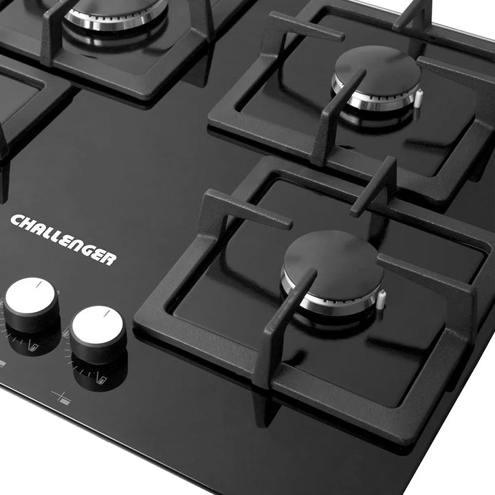 Estufa A Gas 4 Puestos Challenger/ Vidrio Templado Negro