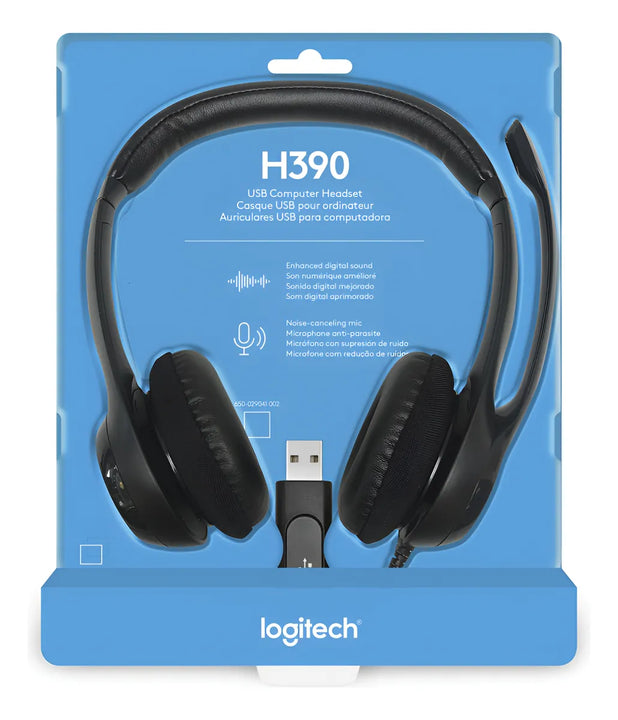 Audífonos / Diadema Con Micrófono Logitech Usb Headset H390 Negro
