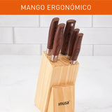 Bloque Cuchillos Imusa Talent Madera 4 Cuchillos + Afilador Color Marrón