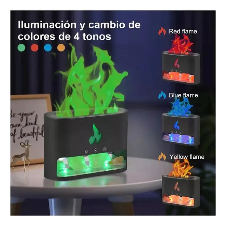 Humificador Difusor De Aromas Efecto Piedras Chimenea Fuego - Blanco