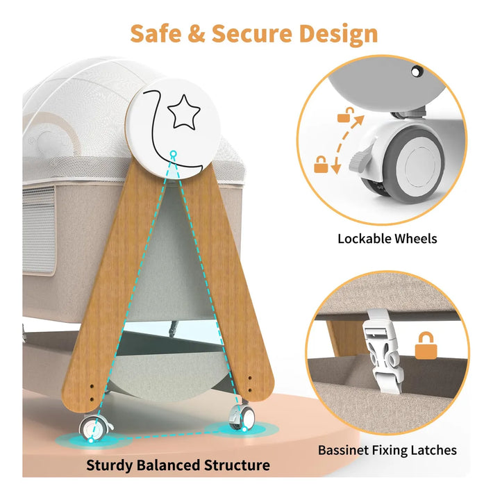 Cuna Mecedora Para Bebé Portátil Con Control Remoto Y Blueto