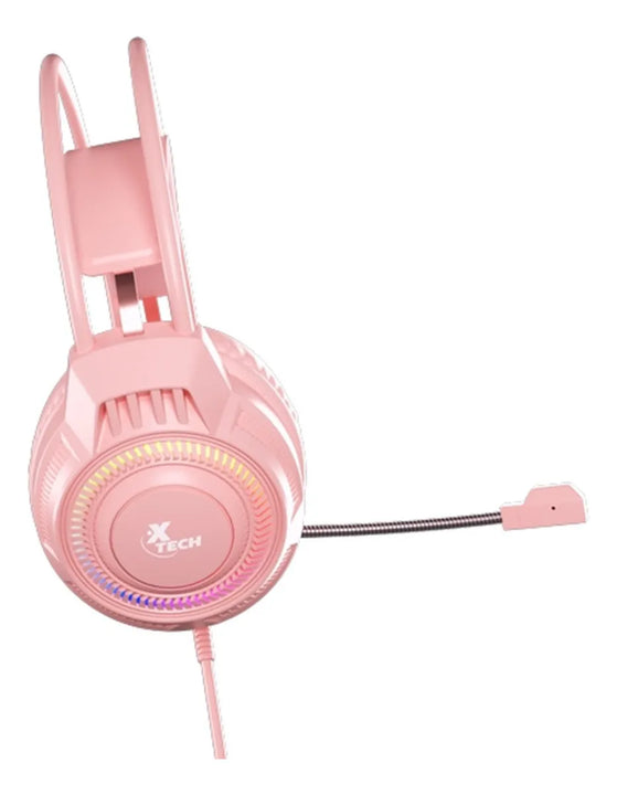 Auriculares Estéreo Gamer Xtech Luz Led 3.5mm Rosa Xth-564