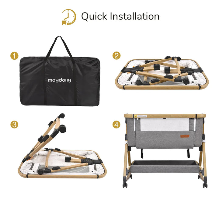 Moisés Y Cama De Noche 3 En 1 Para Bebé Altura Ajustable