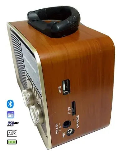 Radio Am Fm Parlante Usb Retro Recargable Bluetooth ¡ Mp3! Caqui