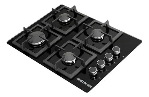 Estufa 4 Puestos Cristal + Campana Horizontal 60 Cm Negra Negro