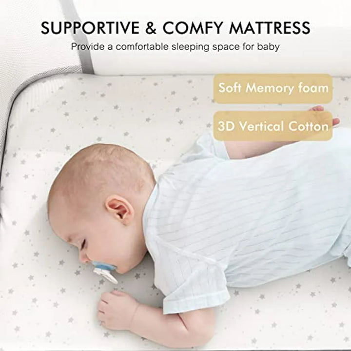 Cuna Mecedora 3 En 1 Con Almacenamiento Y Ruedas, Ajustable