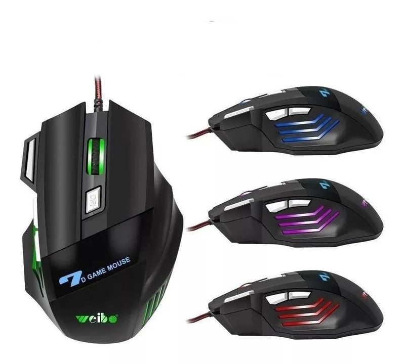 Mouse gamer de juego Weibo X7 3200 dpi negro