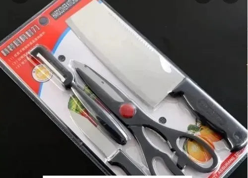 Kit X5 Utensilio Cocina Cuchillo Pelador Tijeras Chaira Hach Negro