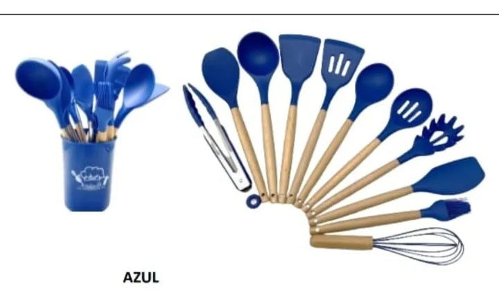 Set De 12 Utensilios De Cocina Silicona Resistentes Al Calor