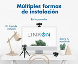 Webcam Camara Web Linkon 2k 1440p Usb Microfono + Tripode Color Negro
