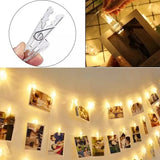 Extensión Led 10 Pinza Foto Guirnalda Cadena Decorativo Pila Cálido