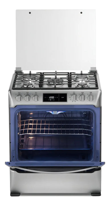 Estufa De Piso Indurama Roma 30 5 Puestos Grill Plancha Color Gris