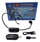 Microfono Inalambrico De Diadema Receptor Plug Americansound Negro