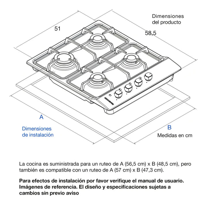 Estufa A Gas Natural 4 Puestos Challenger- Ref. Sg6050