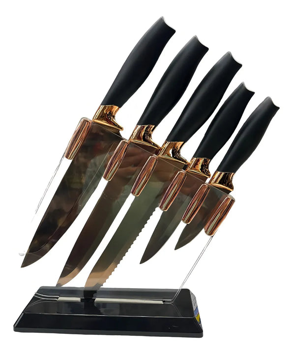 Juego De Cuchillos Rústica Color Negro