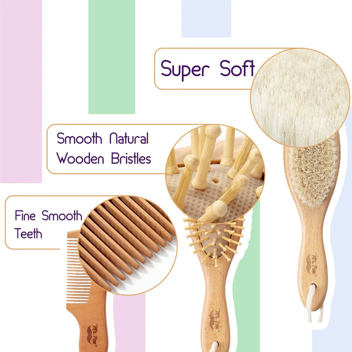 Juego De Cepillo Y Peine Para Bebes Suaves Y Naturales.