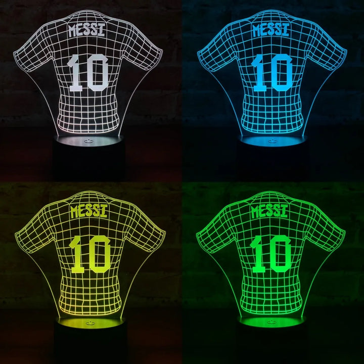 Lámpara Led Messi Camiseta Uniforme Fútbol Regalo Holograma Negra
